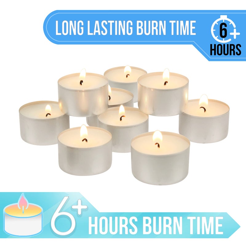 Stonebriar Unscented Long Burning White Tealight Candles, Bulk Pack, 6-7 Hour Burn Time, Smokeless Tealights for Parties, Weddings, Home, 100 Count - Image 3